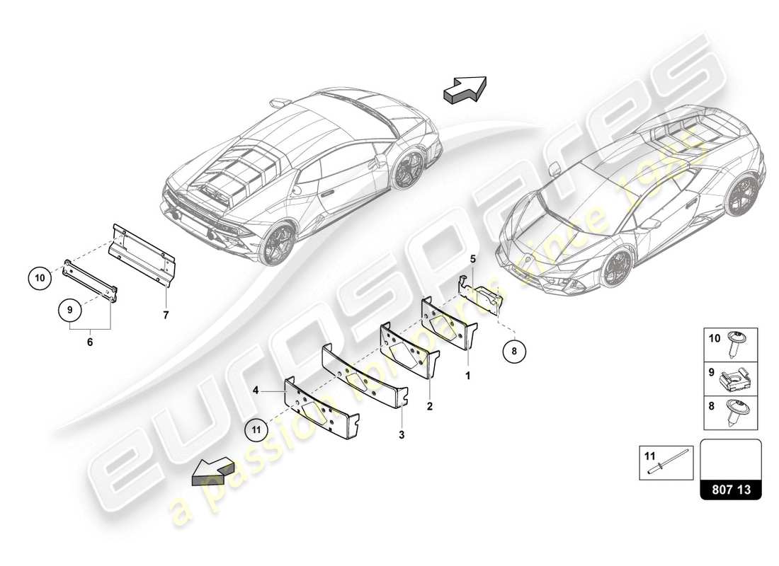 lamborghini evo coupe (2020) licence plate holder parts diagram