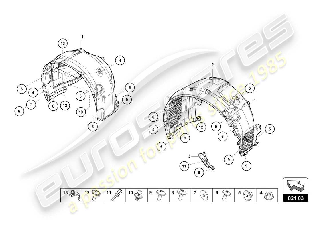 lamborghini evo spyder 2wd (2020) wheel housing trim part diagram