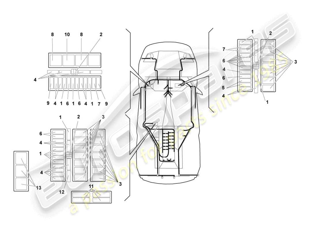 lamborghini murcielago coupe (2002) central electrics part diagram