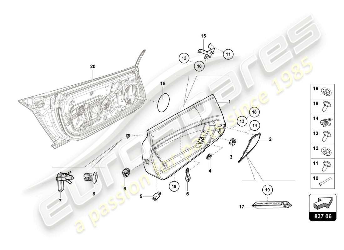 lamborghini 2020 (lp770-4 svj roadster) door panel part diagram