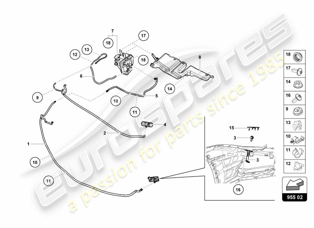 lamborghini 2019 (lp610-4 spyder) headlight washer system part diagram
