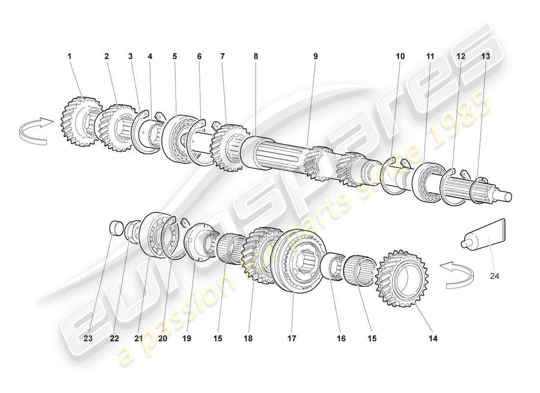 lamborghini murcielago coupe (2002) input shaft part diagram