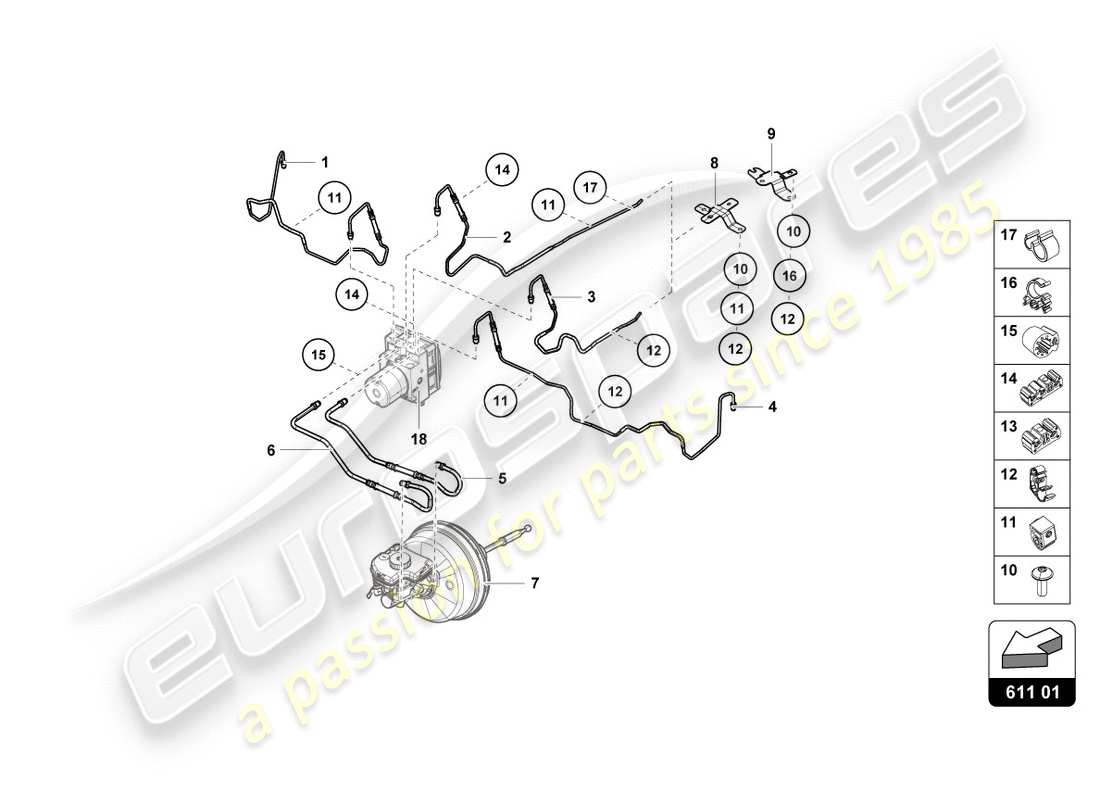 lamborghini lp580-2 spyder (2016) brake line parts diagram