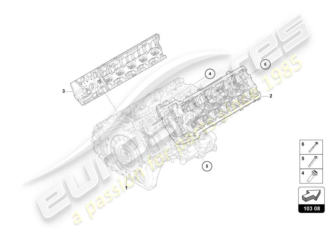 lamborghini 2018 (lp610-4 coupe) complete cylinder head (without camshaft and without glow plug) part diagram