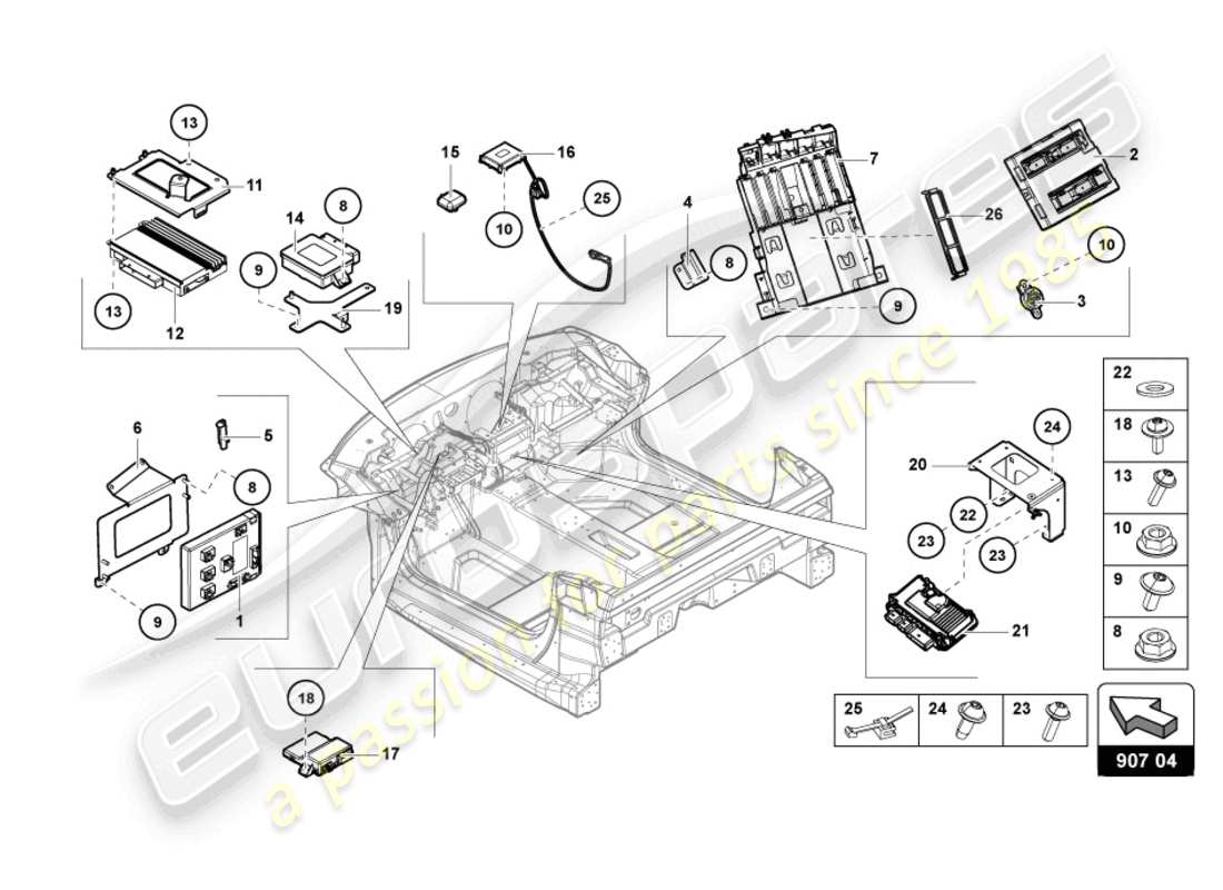 lamborghini 2021 (lp740-4 s roadster) electrics part diagram