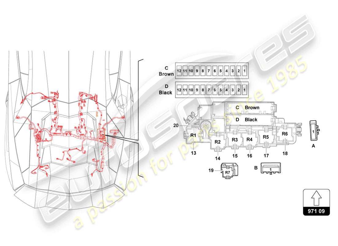 a part diagram from the lamborghini lp740-4 s coupe (2019) parts catalogue