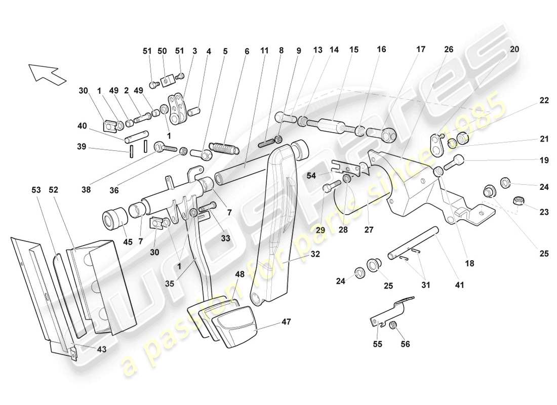 a part diagram from the lamborghini murcielago roadster (2005) parts catalogue