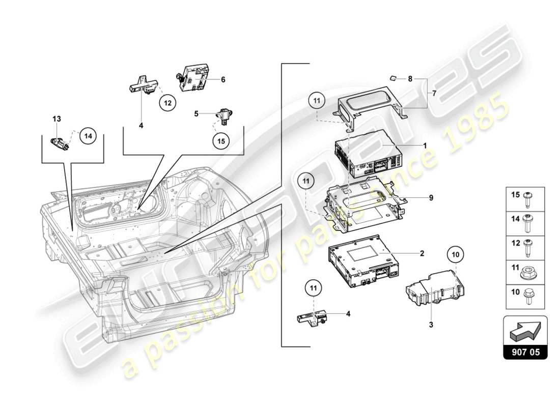 a part diagram from the lamborghini lp770-4 svj coupe (2020) parts catalogue