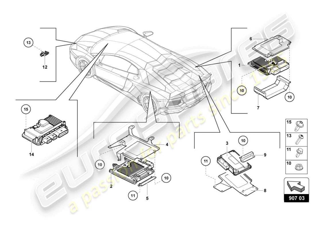 a part diagram from the lamborghini 2016 (lp750-4 sv coupe) parts catalogue
