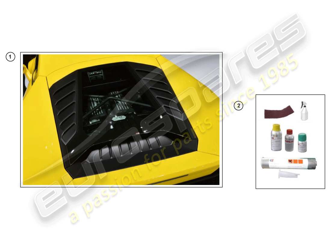 lamborghini huracan lp610-4 coupe (accessories) 1 set attachment parts for bonnet part diagram