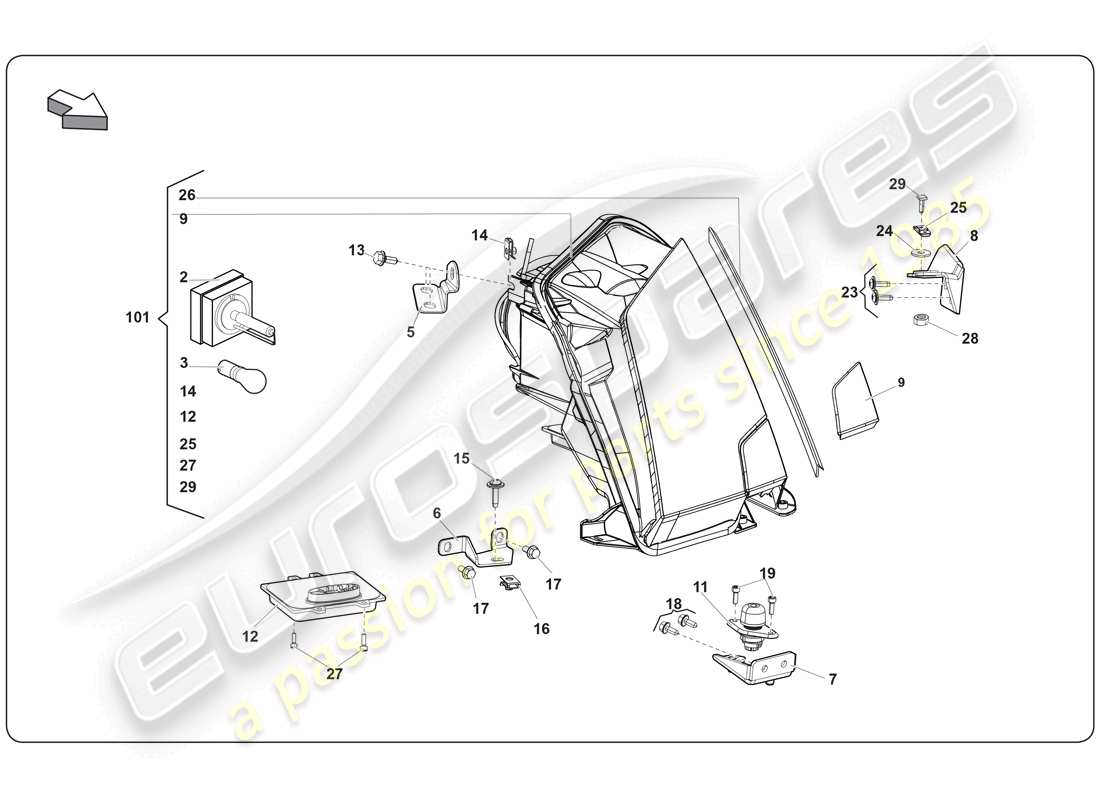 lamborghini super trofeo (2009-2014) light parts diagram