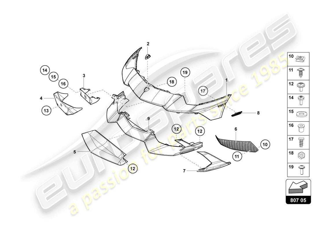 lamborghini lp720-4 roadster 50 (2014) bumper, complete part diagram