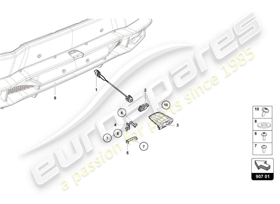 lamborghini lp610-4 coupe (2018) reversing camera parts diagram