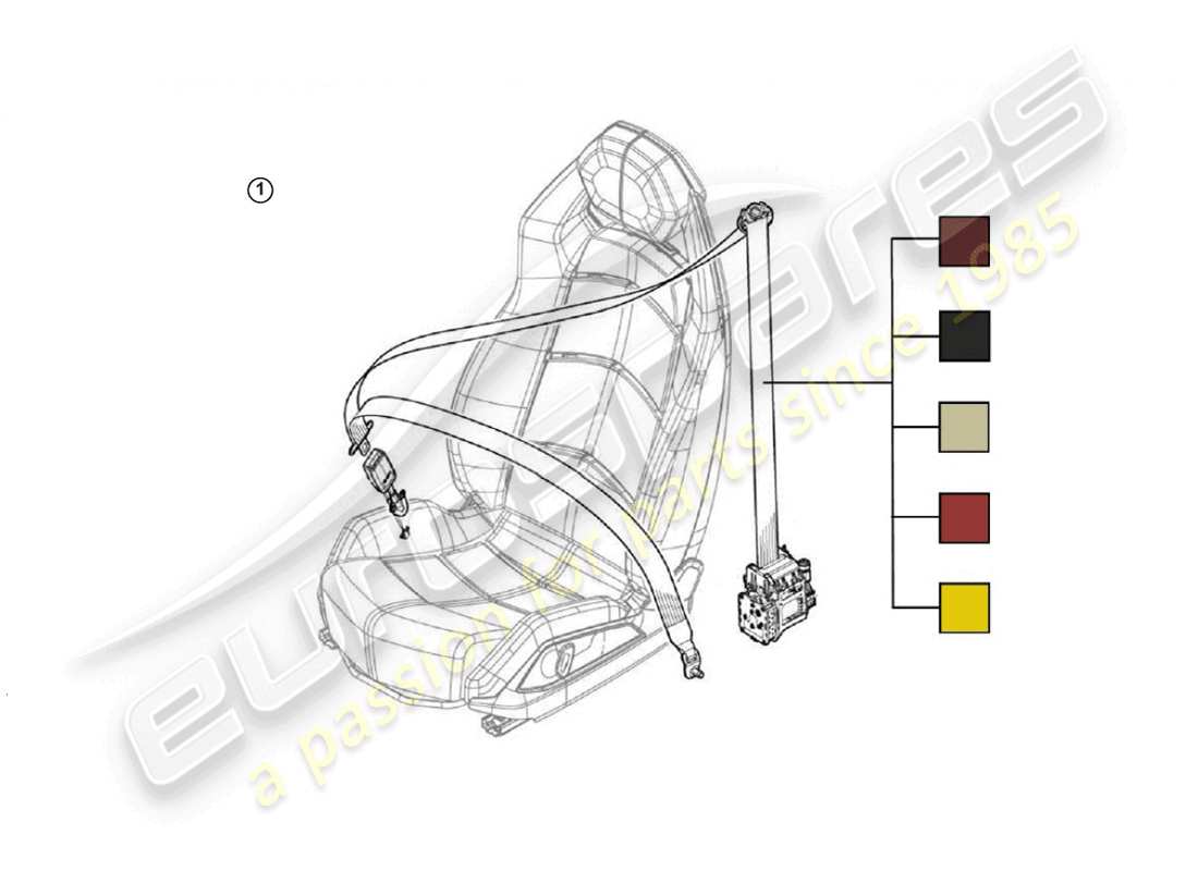 lamborghini accessories (lp610-4 coupe) 1 set: three-point inertia reel seat belt and press button buckle part diagram