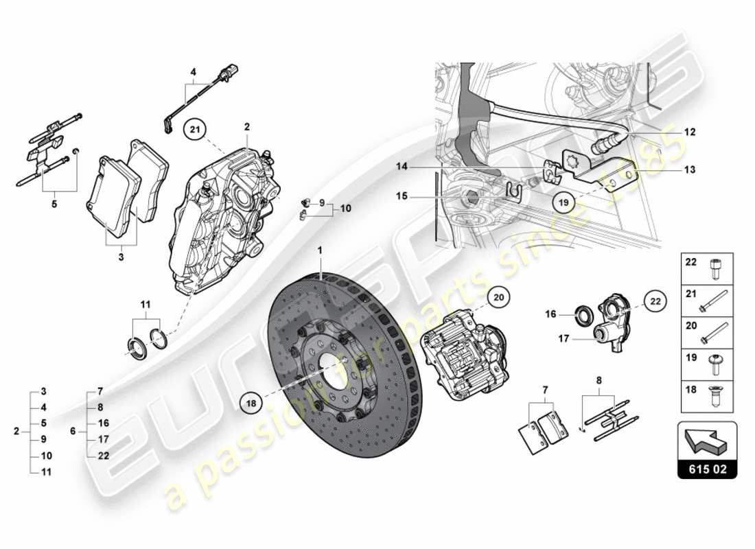 lamborghini centenario roadster (2017) brake disc rear parts diagram
