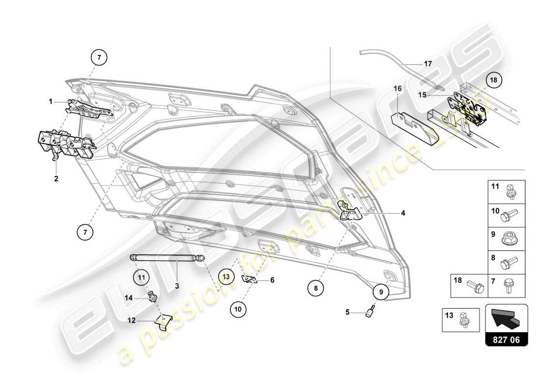 lamborghini 2018 (lp740-4 s roadster) engine cover with insp. cover part diagram