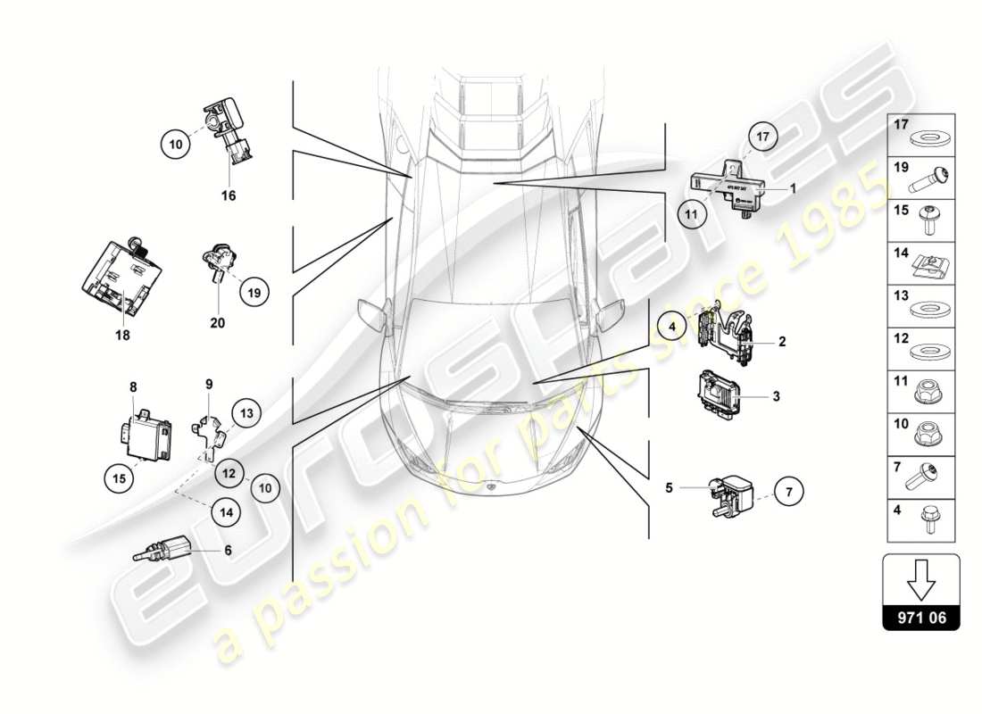 lamborghini performante spyder (2018) control unit part diagram