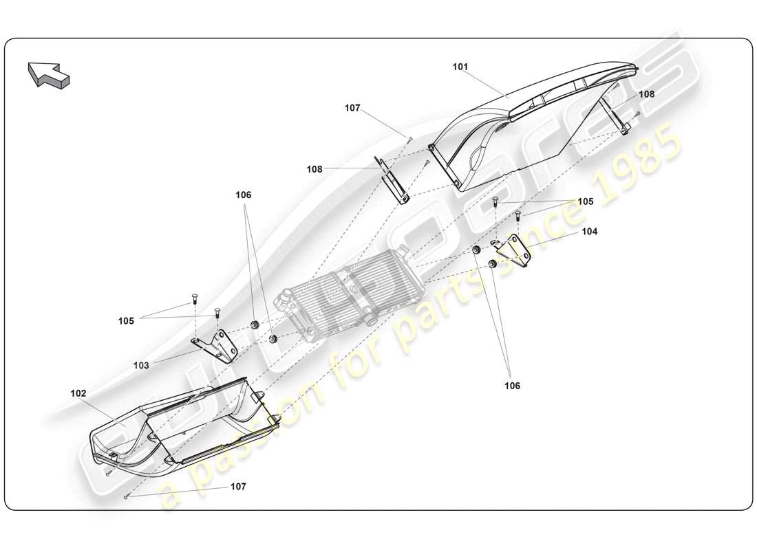 lamborghini super trofeo (2009-2014) airduct middle cooler parts diagram