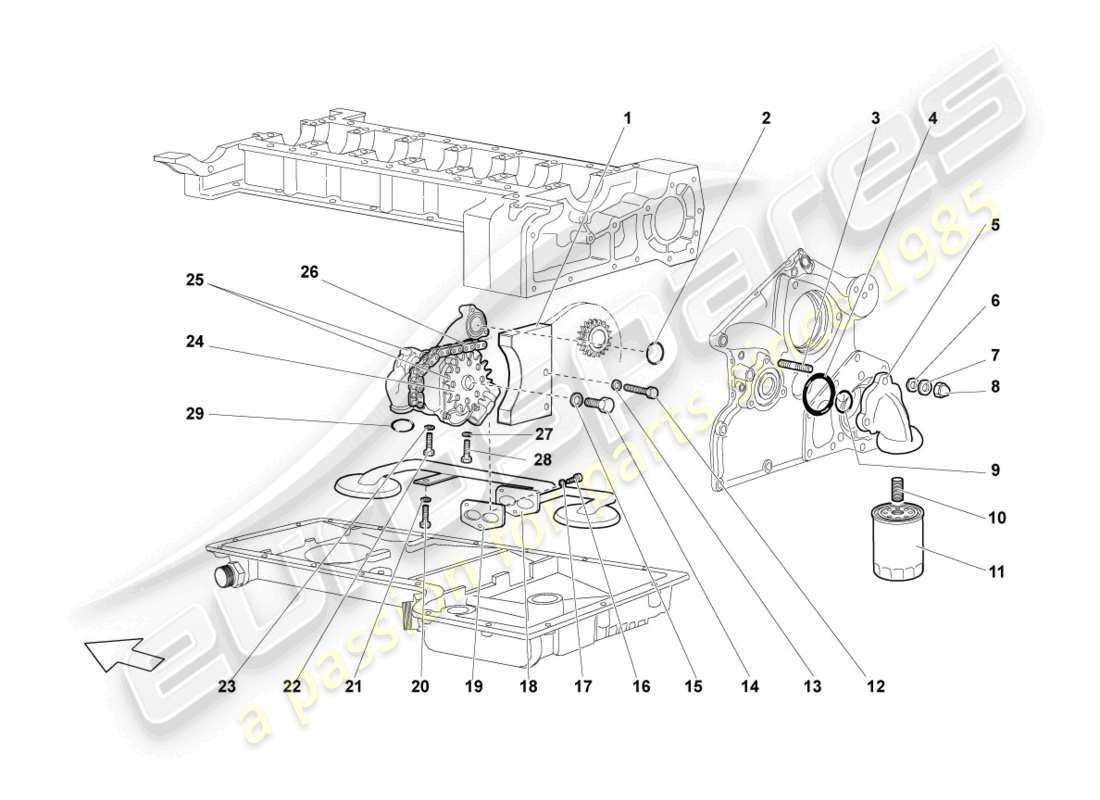 lamborghini murcielago coupe (2002) oil pump part diagram