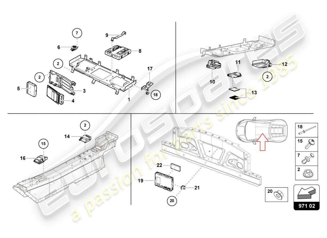 lamborghini performante spyder (2019) control unit part diagram