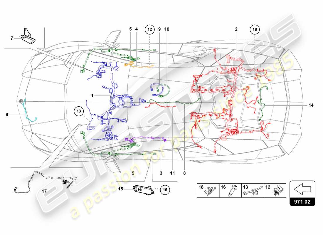 lamborghini centenario roadster (2017) wiring looms parts diagram