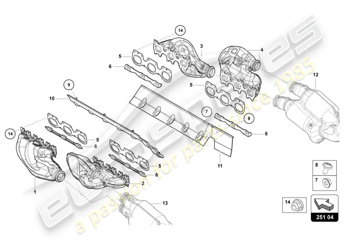 lamborghini lp770-4 svj roadster (2020) exhaust system part diagram