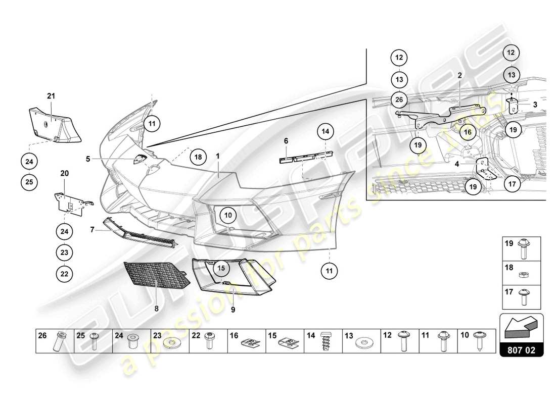 lamborghini lp700-4 roadster (2013) bumper, complete part diagram