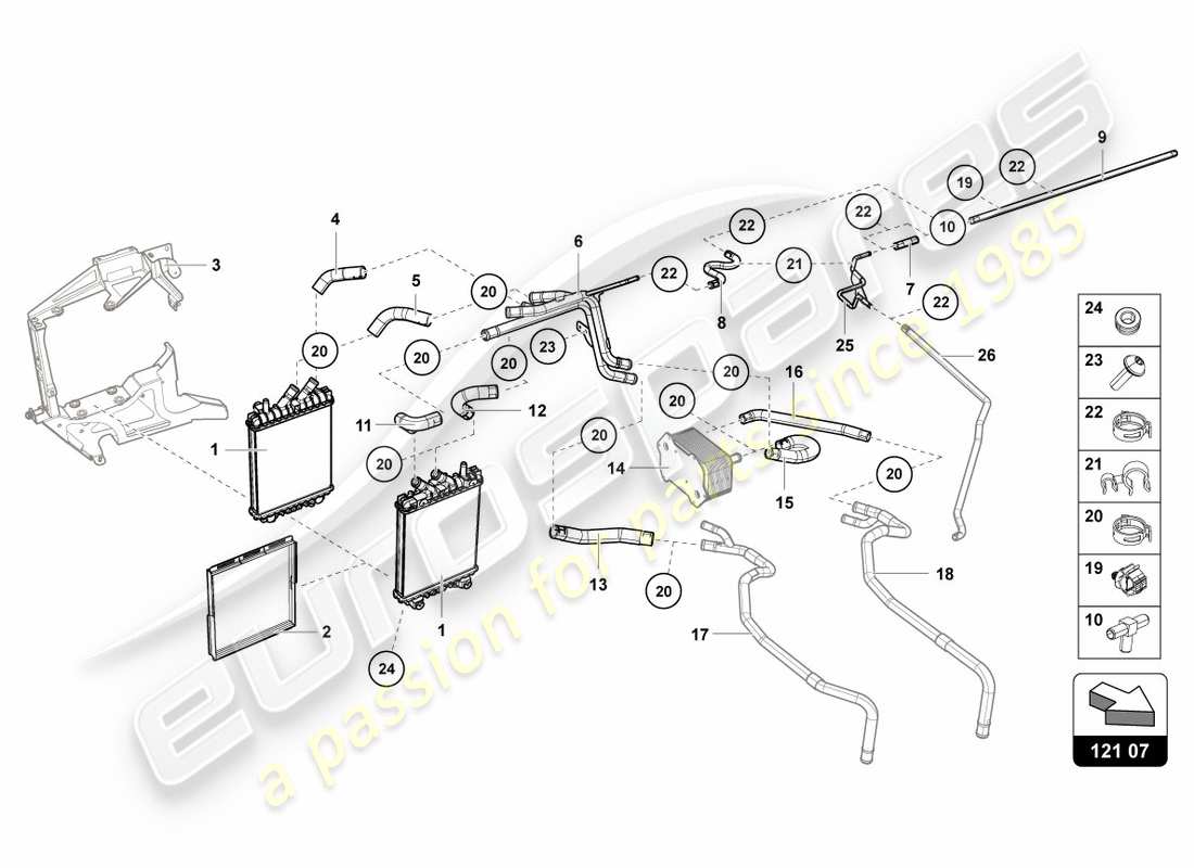 lamborghini centenario roadster (2017) additional cooler for coolant parts diagram