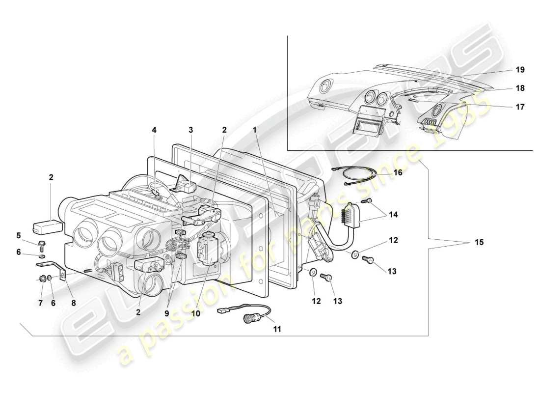 lamborghini murcielago coupe (2005) air conditioning rhd part diagram