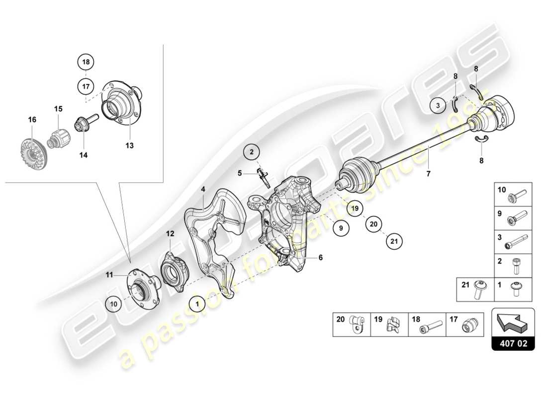 lamborghini centenario roadster (2017) drive shaft front parts diagram