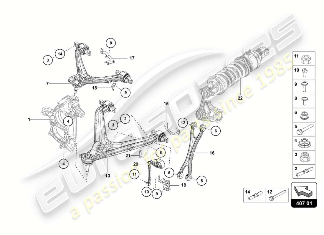 lamborghini centenario roadster (2017) suspension front parts diagram