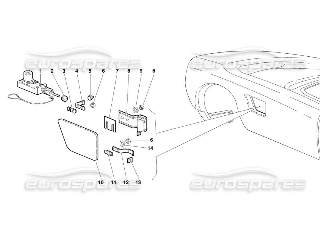 lamborghini diablo (1991) fuel cap part diagram