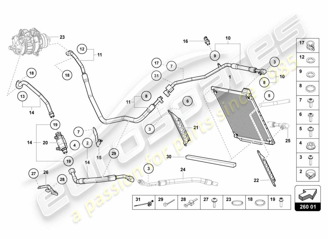 lamborghini centenario roadster (2017) a/c condenser parts diagram