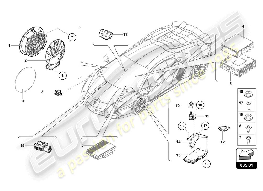 lamborghini 2020 (lp770-4 svj coupe) radio unit part diagram
