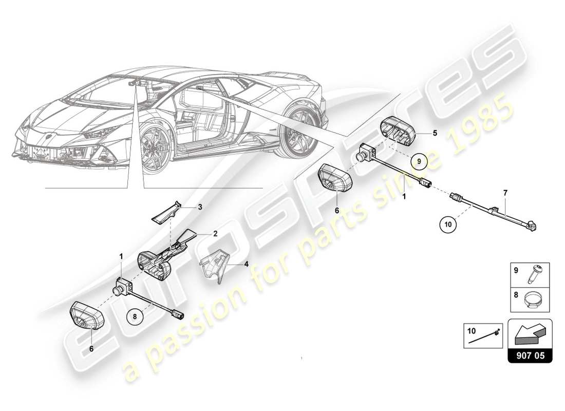 lamborghini evo coupe (2020) electrical parts for video recording and telemetry system part diagram