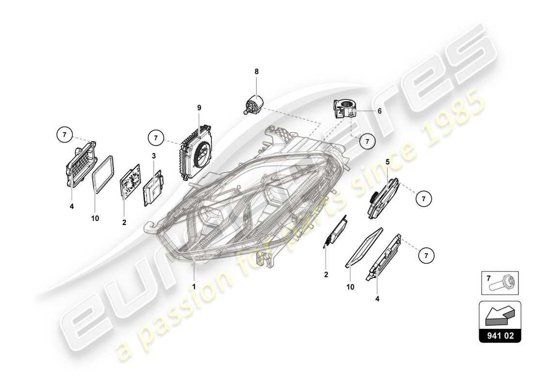 lamborghini 2016 (lp610-4 avio) lighting system front part diagram