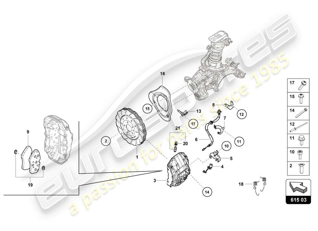 lamborghini evo spyder 2wd (2020) brake disc (vented) part diagram