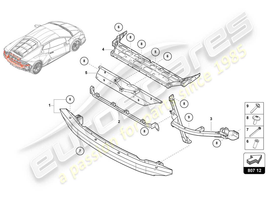 lamborghini 2020 (evo spyder) bumper carrier part diagram