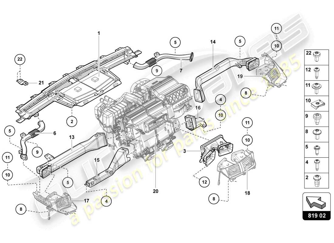 lamborghini lp720-4 coupe 50 (2014) air guide channel parts diagram