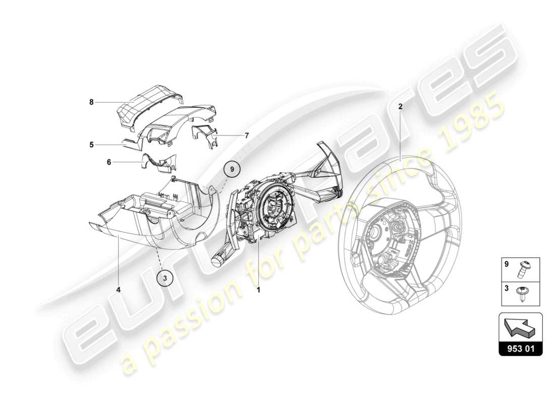 lamborghini 2020 (lp770-4 svj coupe) rack and pinion steering part diagram