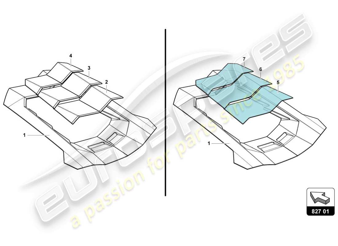 lamborghini 2014 (lp720-4 coupe 50) engine cover with insp. cover part diagram