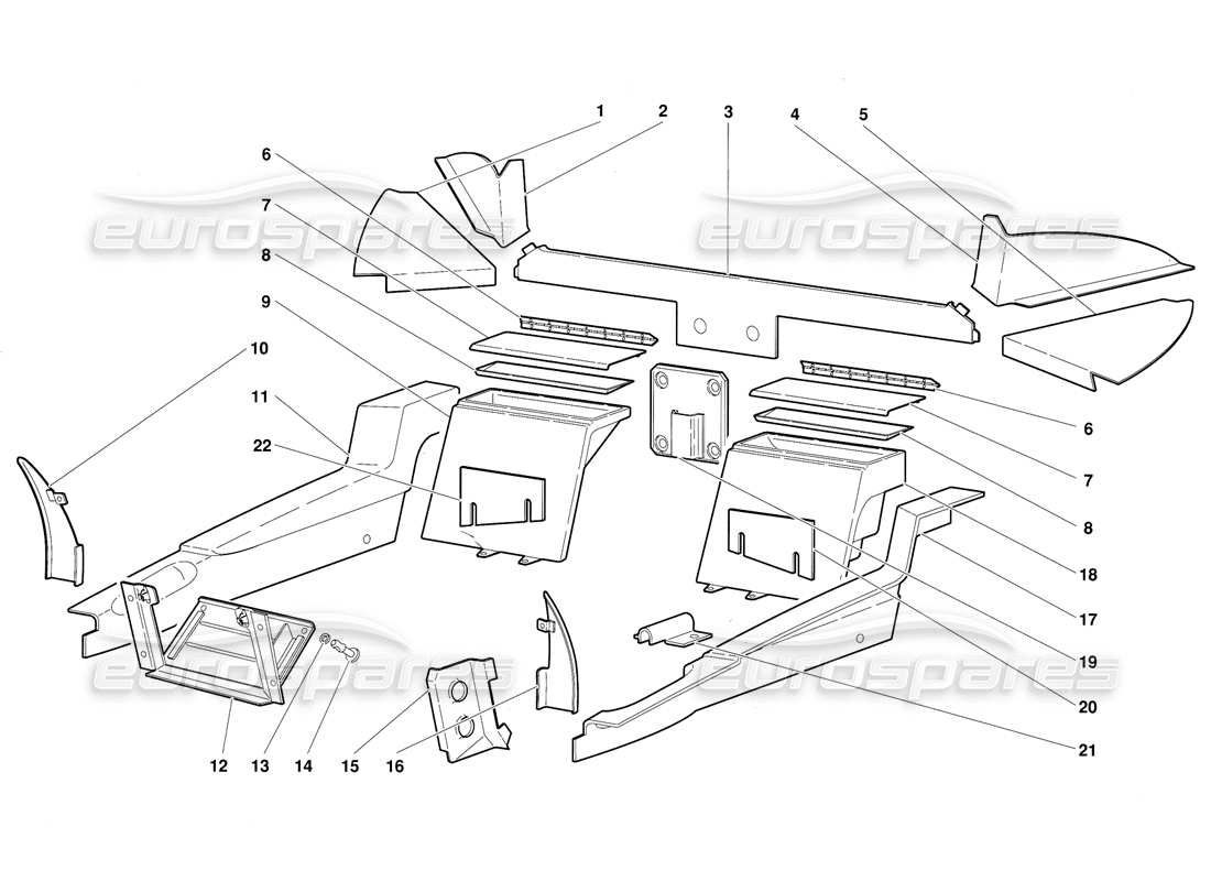 lamborghini diablo (1991) passenger compartment trim part diagram