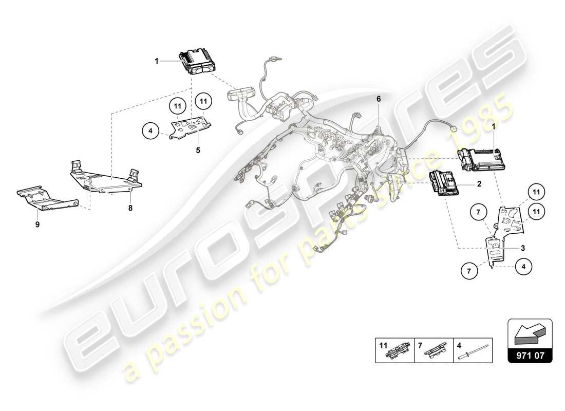 lamborghini evo spyder (2020) engine control unit part diagram