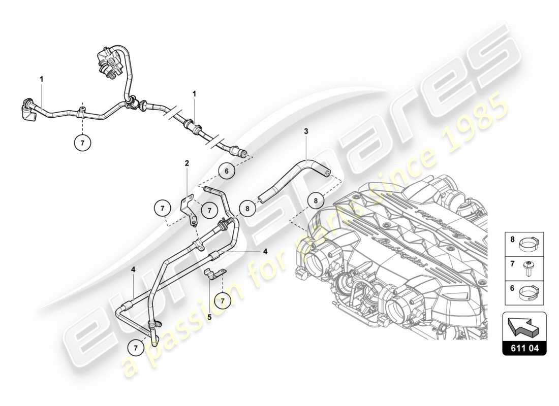lamborghini centenario roadster (2017) vacuum hoses parts diagram