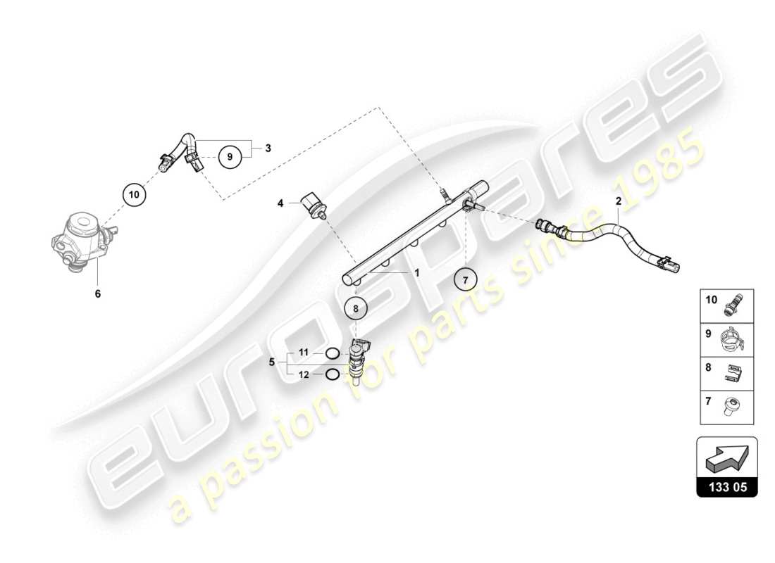 lamborghini evo coupe (2020) injection system part diagram