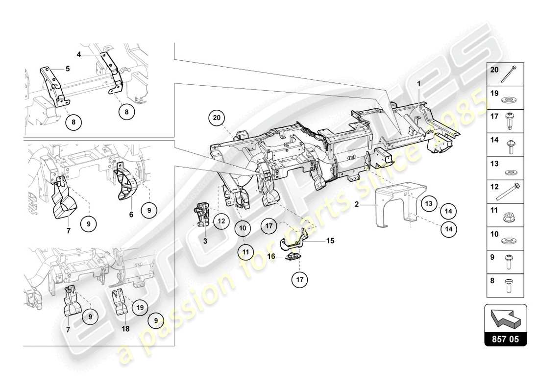 lamborghini 2019 (lp770-4 svj roadster) cross member part diagram