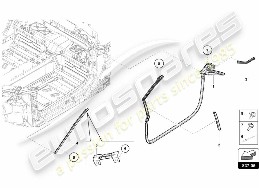 lamborghini 2018 (lp580-2 spyder) gaskets front doors part diagram