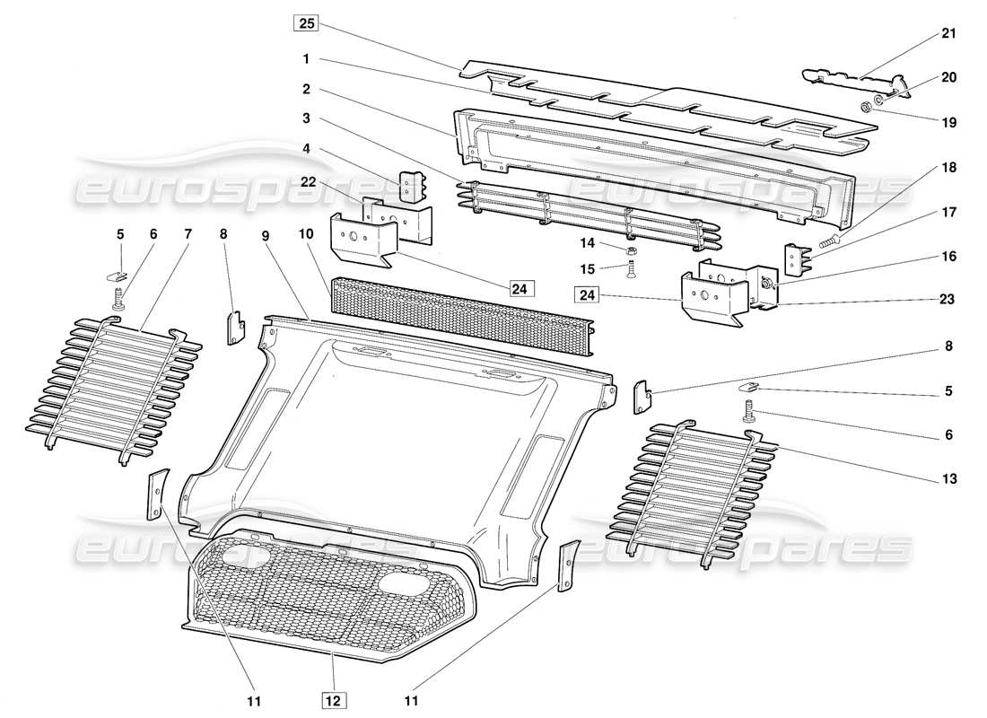 lamborghini diablo (1991) rear body elements (valid for june 1992 version) part diagram