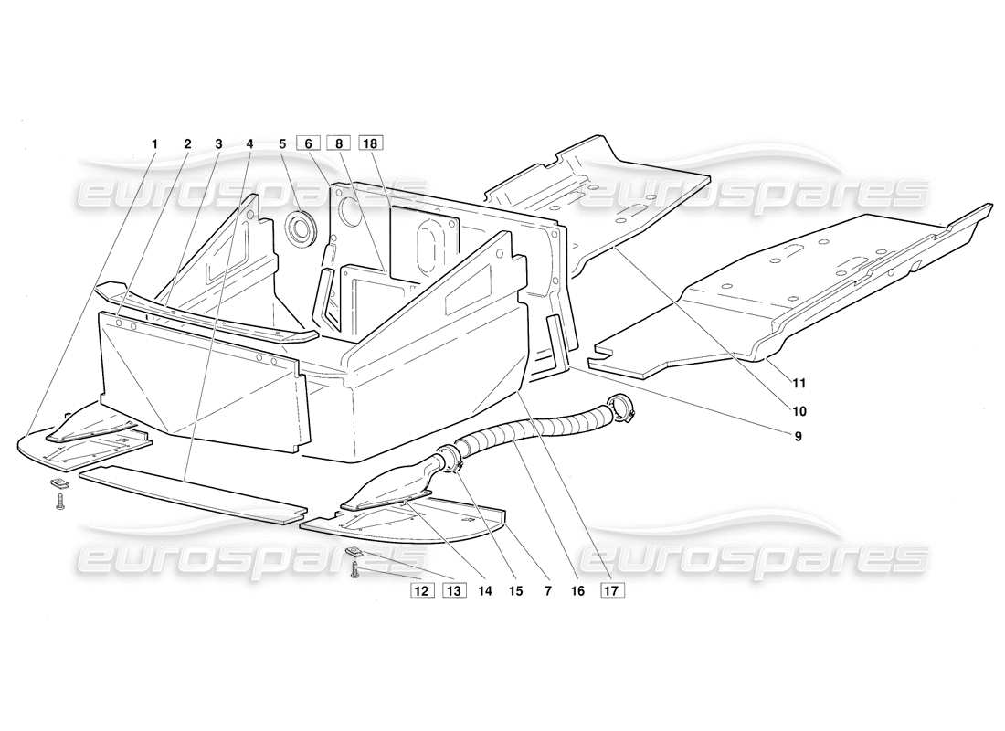 lamborghini diablo (1991) frame floor panels (valid for june 1992 version) parts diagram