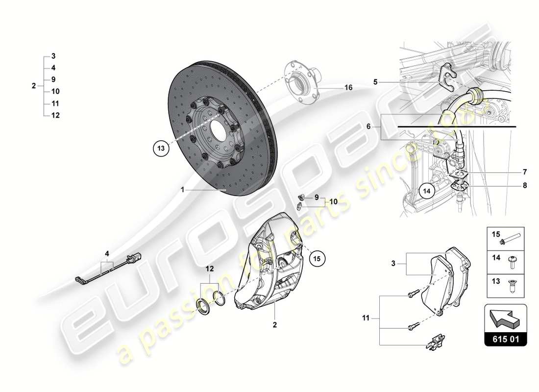 lamborghini centenario coupe (2017) brake disc front part diagram